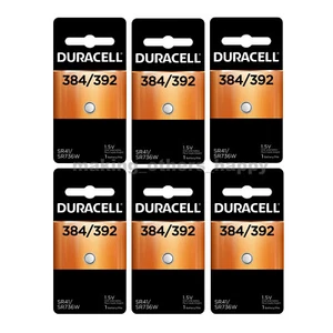 6 384/392 Duracell Silver Oxide Batteries (AG3, LR41, MS312, SP384, SP392, SR41) - Picture 1 of 3