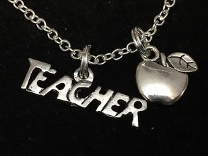Teacher Word With Apple CHARMS ONLY No Chain *36* - Picture 1 of 2