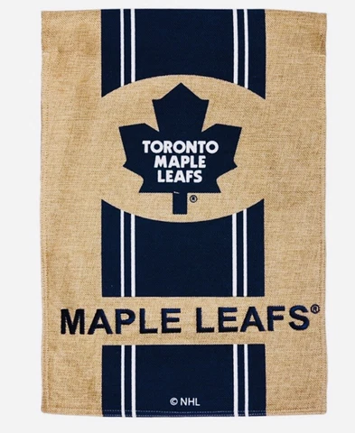 Toronto Maple Leafs NHL Double Sided Appliqe Burlap House Flag 44x28” Cover