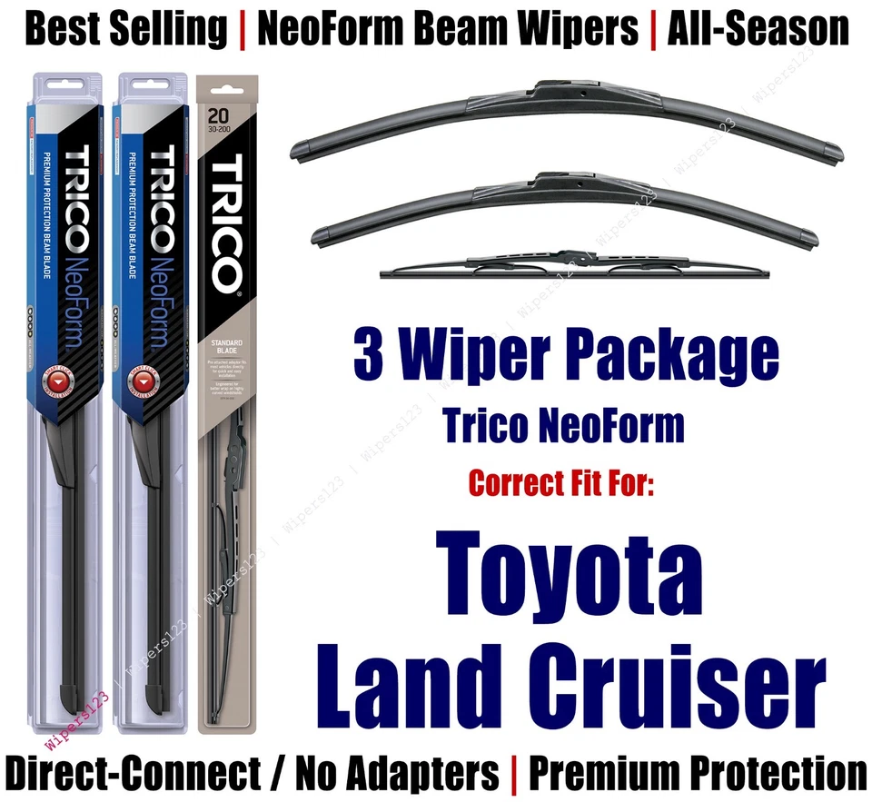 3-Pack Wipers Front/Rear NeoForm fit 2000+ Toyota Land Cruiser - 16240/220/30160 - Image 1 of 1