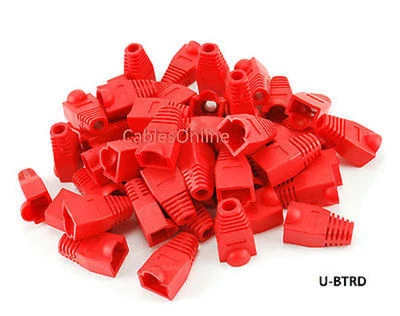 RJ45 Cat5e/ Cat6 Ethernet Cable Plug Strain Relief Boots 50-Pack, Red - Image 1 of 2