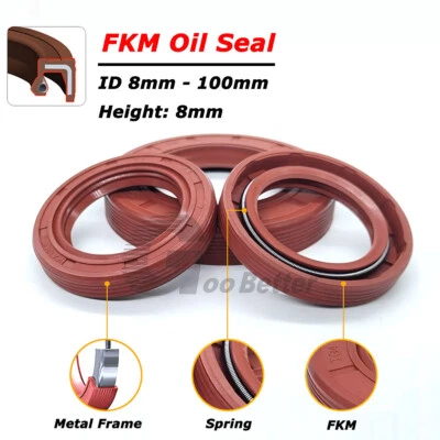 MARKENLOS TC Skeleton Oil Dichtung FKM / FPM Wellendichtring Simmerring ID 8~100mm / H=8mm