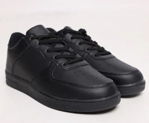 Entrenadores de zapatillas negras lisas para damas y niñas talla 3 a 9 Reino Unido - deportes trabajo informal - Imagen 1 de 3