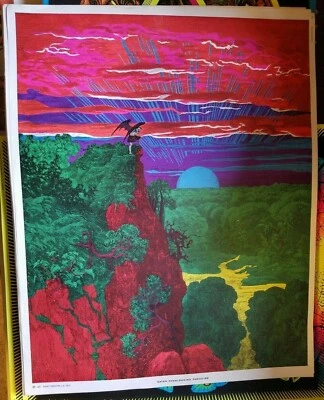 SATAN OVERLOOKING PARADISE VINTAGE 1971 BLACKLIGHT POSTER SUNSET MARKETING -NICE - Image 1 of 4