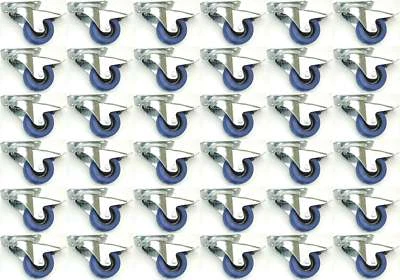 36x 80 mm SL Möbelrollen m. Bremse Rollen Möbel Transportrollen Lenkrollen Gummi - Bild 1 von 4