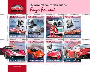 Enzo Ferrari 35th Memorial Anniversary Cars MNH Stamps 2023 Guinea-Bissau M/S - Picture 1 of 1