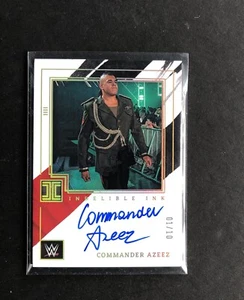2022 Panini Impeccable WWE Commander Azeez Indelible Ink Auto Holo Gold 01/10 - Picture 1 of 4