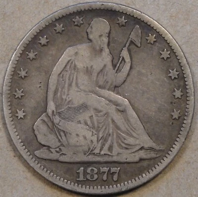1877 Seated Liberty Half 50c VG - Image 1 of 2