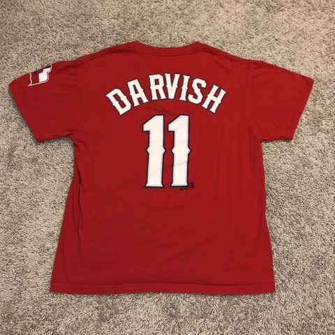 Texas Rangers Shirt Adult Medium Red Baseball Casual Athletic Darvish Mens Z1 Cover