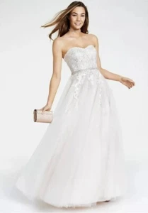 Say Yes To The Prom Junior 5 Ivory Lace Up Back Long Ball Gown NWD DC89 - Picture 1 of 9