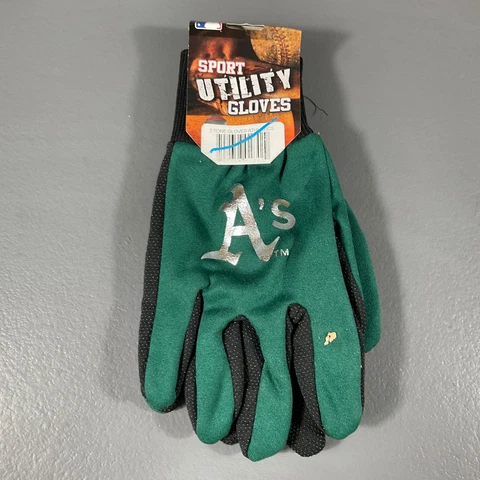 Oakland Athletics MLB Baseball Two Tone Utility Gloves Team Logo Black and Green Cover