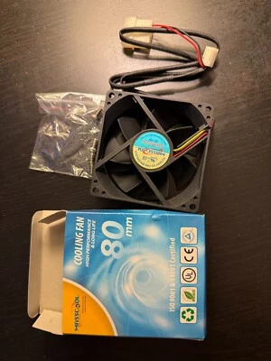 Masscool 80mm Cooling Fan 3-Pin Motherboard and 4-Pin PSU Connector - Image 1 of 2