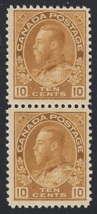 Canada 10c KGV Admiral yellow brown Pair, Scott 118b, F-VF MNH, catalogue - $275 - Picture 1 of 2