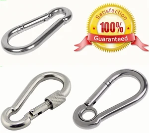 Small & Large Carabiner Clip HEAVY DUTY snap hooks snap hooks Galvanised Steel - Picture 1 of 20