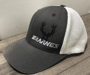 Mesh FLEXFIT Cap Embroidered BARNES w/Deer Gray & White One Size Hat SEE DETAILS - Picture 1 of 6