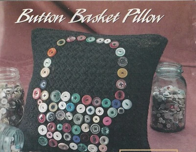 Button Basket Pillow - 14" square - Worsted weight yarn - Crochet Pattern ONLY - Image 1 of 2