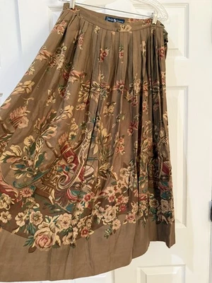 Raro Ralph Lauren Vintage Maxi Ecuestre Caza y Floral Talla 8 Hecho en Italia  Foto 1 de 4