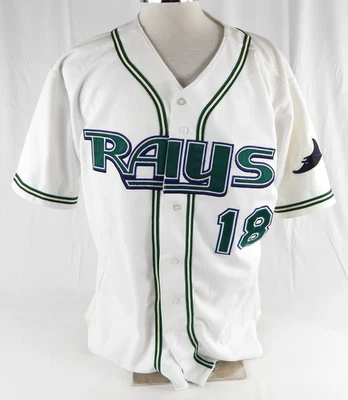 Camiseta deportiva blanca 903 Tampa Bay Rays Ben Grieve #18 2002 usada en el juego Foto 1 de 4