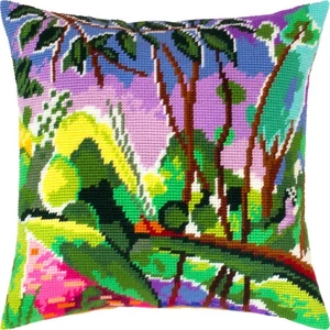 Hágalo usted mismo Kit de almohada de punta de aguja/tapiz "La orilla del río" 16x16 pulgadas / 40x40 cm - Imagen 1 de 3