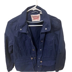 Levi’s Size S Button Up Waist Tie Utility Field Jacket Navy 100% Cotton - Picture 1 of 4