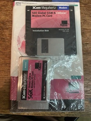 3Com Megahertz 3CXM756 56K Global GSM Cellular Modem CD Disk  & PC Card Sealed - Image 1 of 4