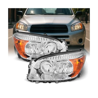 For 06-08 Toyota RAV4 XA30 Chrome Clear Headlight Headlamps Replacement Pair - Image 1 of 4