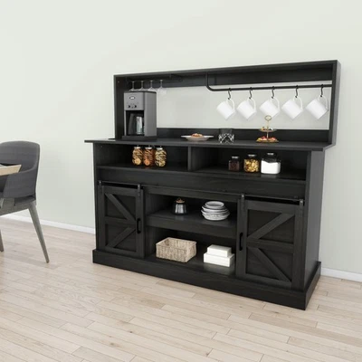 Suavir 52" Granja Buffet Armario Aparador Armario + Soporte para Copas y Tomas de Corriente Foto 1 de 4