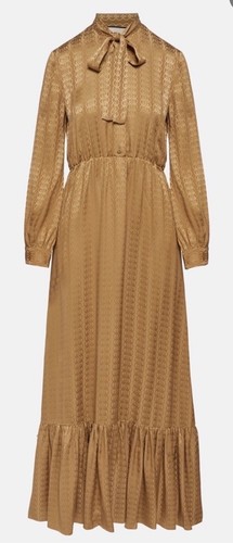 Gucci abito Zaiva dress taglia 36 oro beige seta jacquard GG LP: 2.700 EU NUOVO