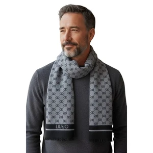 Sciarpa liu-jo stola jacquard logo ovale da5002ma15q inox - Picture 1 of 4