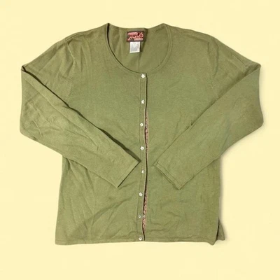 Cárdigan Suéter De Colección Años 90 April Cornell Verde Caprichoso Estrella Botón Cottagecore Foto 1 de 4