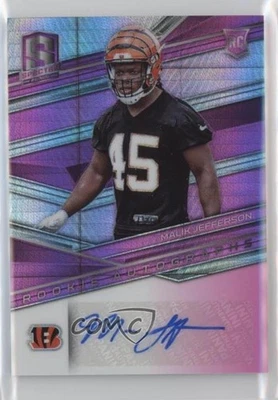 2018 Panini Spectra Neon Pink Prizm /50 Malik Jefferson #194 Rookie Auto RC - Image 1 of 2