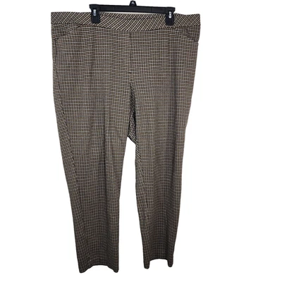 J. Jill Women Pants Size 3X Ponte Pull On Black Tan Checked Slim Leg Pocket Knit - Image 1 of 4