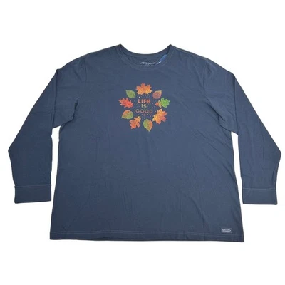 Life is Good Crusher Autumn Circle Long Sleeve T-Shirt Men's XXXL 3XL Blue NEW - Image 1 of 4