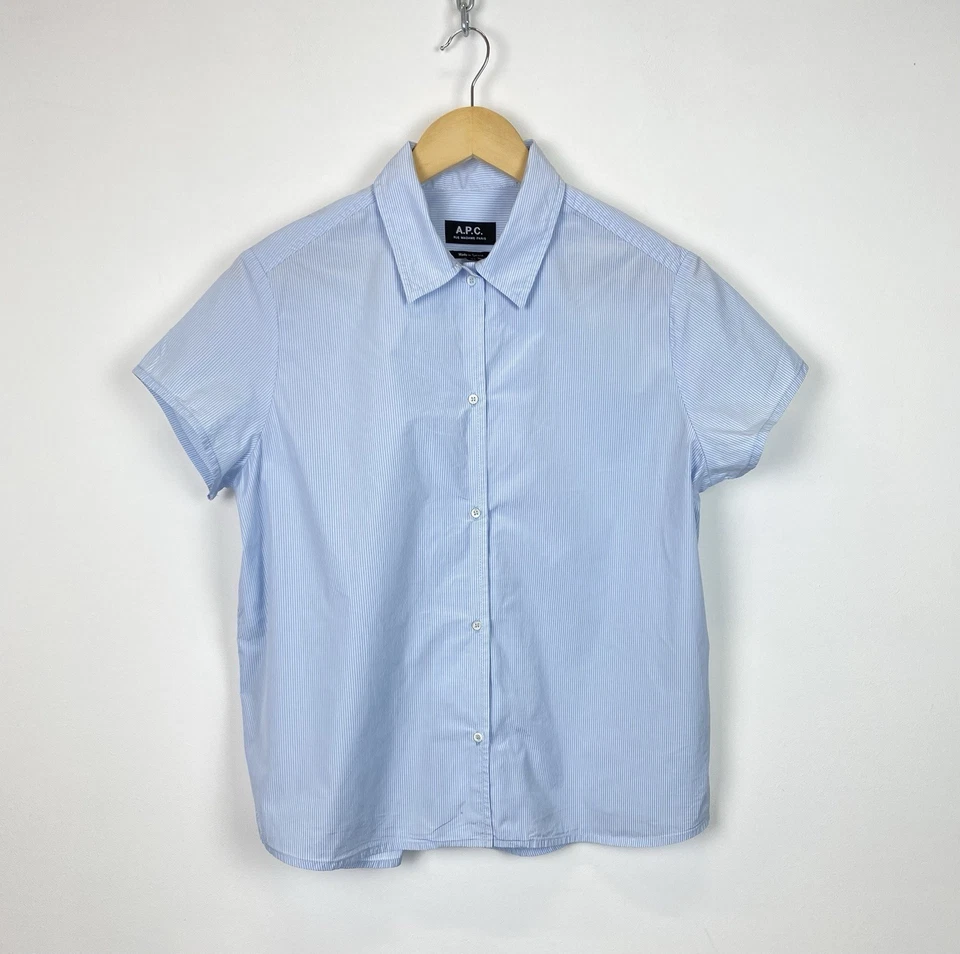 APC Rue Madame Paris Bluse Button Ups Shirt Damen Gr.38 Gestreift Blau S/S - Bild 1 von 4