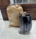 Drinking Viking Tankard Horn Beer Mug Medieval Decor Gift with Jute Bag 