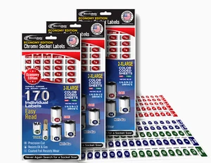 Economy Master Set (3 Pack) Chrome Foil Socket Labels - 510 tool decals 6 sheets - Picture 1 of 7