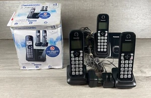 Telefon bezprzewodowy Panasonic 3 słuchawki KX-TGD513 czarny identyfikator dzwoniącego telefon domowy - Zdjęcie 1 z 8