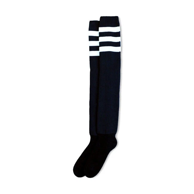American socks Ultra High Back En Noir, Triple Bande Blanche - Photo 1/1