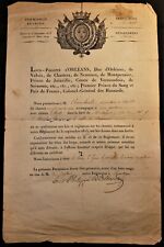 KING LOUIS PHILIPPE I AUTOGRAPH ON HUNTING LICENSE ISSUED TO Mr. RAIMBAULT 1828