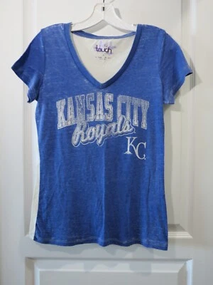 Kansas City Royals Womens Short Sleeve V-Neck T-Shirt w/ Rhinestone Decor Size S - Image 1 of 4