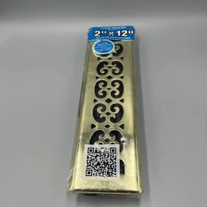 Registro de piso de latón chapado en acero para rejillas decorativas. 2"x12". Oro, SPH212 - Imagen 1 de 10