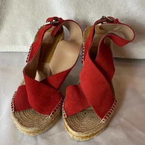 Dolce Vita wedge espadrille platform sandals in red suede like fabric Size 8 - Picture 1 of 8