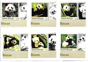 #25046 GUINEE-BISSAU 2003 FAUNA PANDA BEAR YV 1588-93 MNH - Picture 1 of 2
