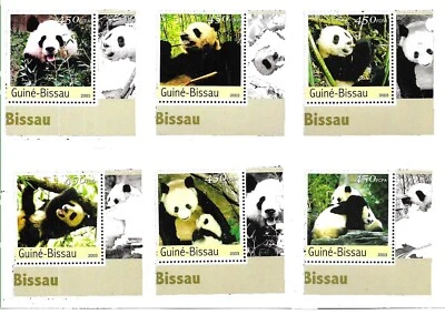 #25046 GUINEE-BISSAU 2003 FAUNA PANDA BEAR YV 1588-93 MNH - Image 1 of 2