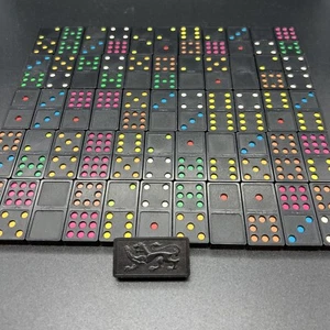 Vintage Dominoes Double-Nine Color-Dot Western Publishing 56 Tiles - Picture 1 of 2