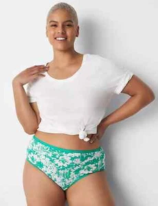 NEW Lane Bryant CACIQUE KELLY GREEN FLORAL HI LEG COTTON BRIEF 22 24 - Picture 1 of 2