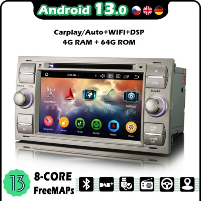 Android 14 Navi Autoradio Carplay DVD WIFI Ford Focus C-Max Kuga Fiesta Transit - Bild 1 von 4