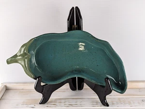 Jalepeno Chili Pepper Shaped Teal Green Pottery Serving Dish 13.5" x 5" - Picture 1 of 11