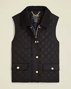 NEW J Crew Womens Quilted Puffer Barn Vest Snaps Zip Pockets Black S $158 NWT - Picture 1 of 6