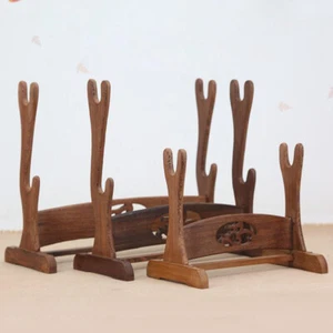 Wenge Samurai Sword Wakizashi Katana Holder Stand Bracket Display Rack Quality - Picture 1 of 13